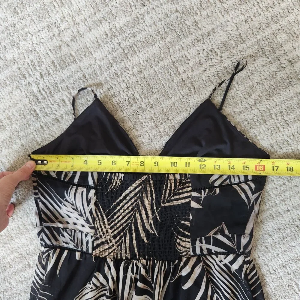 White House Black Market halter chiffon flowy palm leaf maxi dress size 10 - Picture 3 of 11
